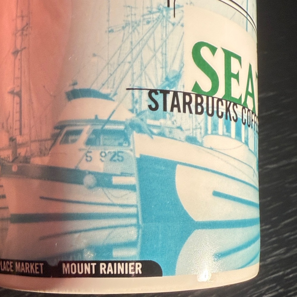 Starbucks Coffee Mug City Seattle White Blue Pink Elephant 16 OZ Vintage - Picture 6 of 9